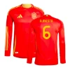 A. Iniesta #6 Spanien Fodboldtrøjer EM 2024 Hjemmebanetrøje Mænd Lange Ærmer