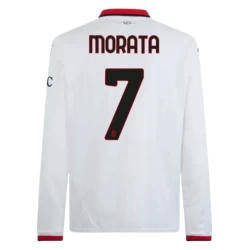 AC Milan Fodboldtrøjer 2024-25 Alvaro Morata #7 Udebanetrøje Mænd Lange Ærmer