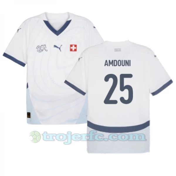 Amdouni #25 Schweiz Fodboldtrøjer EM 2024 Udebanetrøje Mænd