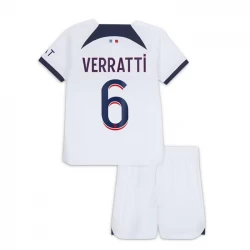 Børn Paris Saint-Germain PSG Fodboldsæt 2023-24 Marco Verratti #6 Udebanetrøje