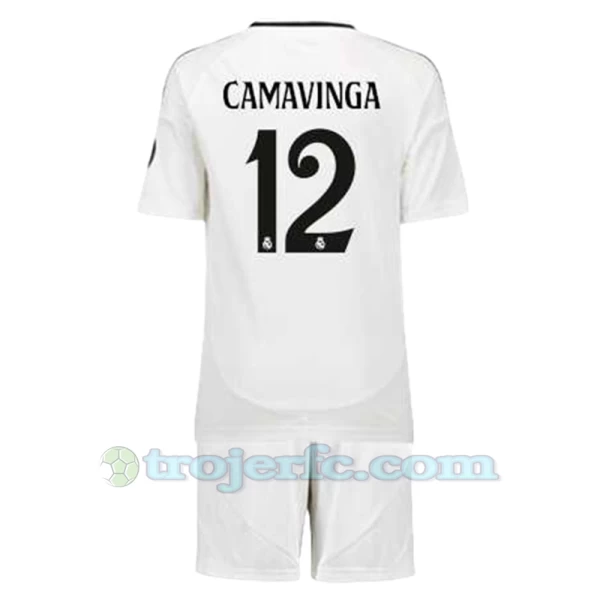 Børn Real Madrid Eduardo Camavinga #12 Fodboldtrøjer 2024-25 Hjemmebanesæt