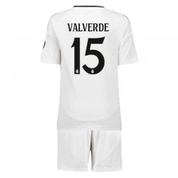Børn Real Madrid Federico Valverde #15 Fodboldtrøjer 2024-25 Hjemmebanesæt