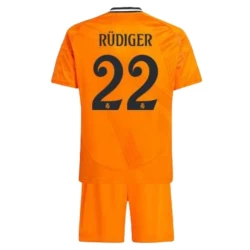 Børn Real Madrid Fodboldsæt 2024-25 Antonio Rudiger #22 Udebanetrøje