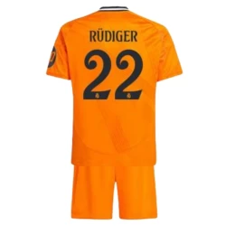 Børn Real Madrid Fodboldsæt 2024-25 HP Antonio Rudiger #22 Udebanetrøje