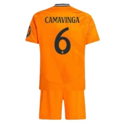 Børn Real Madrid Fodboldsæt 2024-25 HP Eduardo Camavinga #6 Udebanetrøje