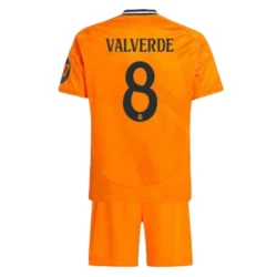 Børn Real Madrid Fodboldsæt 2024-25 HP Federico Valverde #8 Udebanetrøje