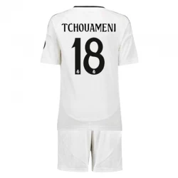 Børn Real Madrid Tchouameni #18 Fodboldtrøjer 2024-25 Hjemmebanesæt