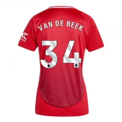 Dame Manchester United Van De Beek #34 Fodboldtrøjer 2024-25 Hjemmebanetrøje