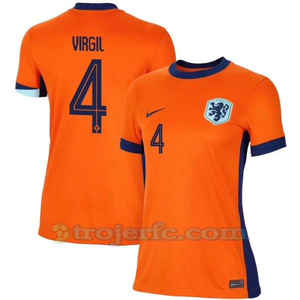 Dame Virgil van Dijk #4 Holland Fodboldtrøjer EM 2024 Hjemmebanetrøje