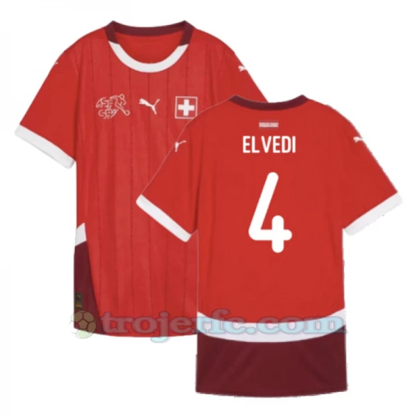 Elvedi #4 Schweiz Fodboldtrøjer EM 2024 Hjemmebanetrøje Mænd
