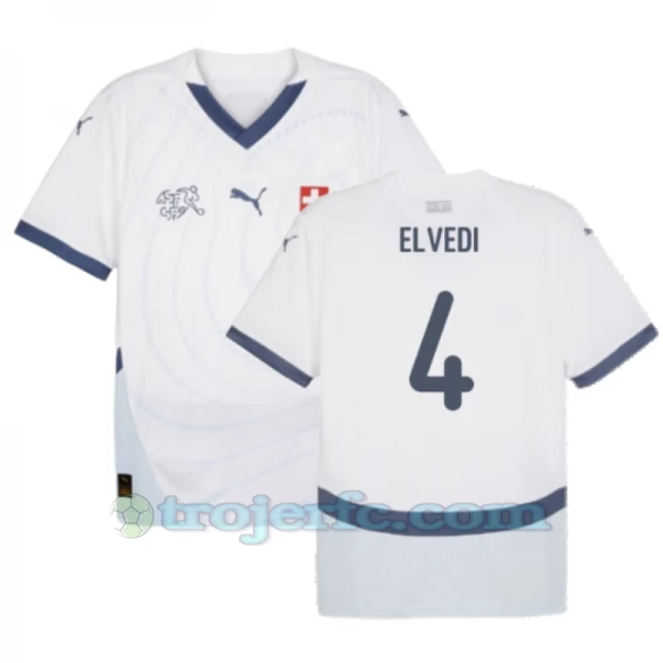 Elvedi #4 Schweiz Fodboldtrøjer EM 2024 Udebanetrøje Mænd