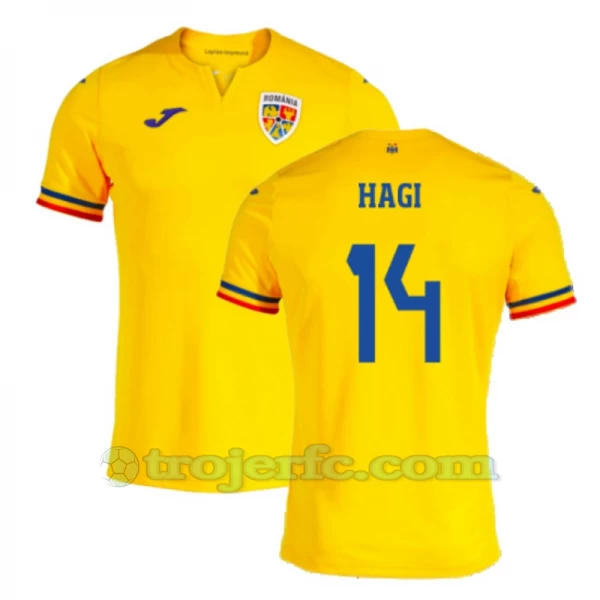Hagi #14 Rumænien Fodboldtrøjer EM 2024 Hjemmebanetrøje Mænd