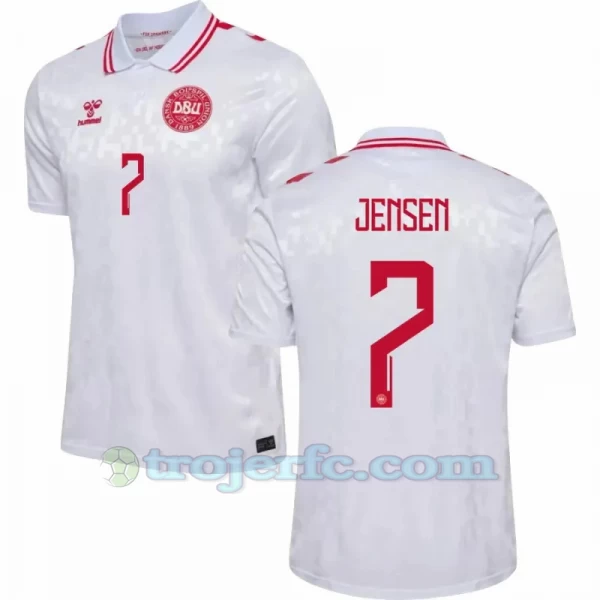 Jensen #7 Danmark Fodboldtrøjer EM 2024 Udebanetrøje Mænd
