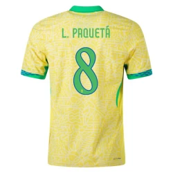 L.paqueta #8 Brasilien Fodboldtrøjer Copa America 2024 Hjemmebanetrøje Mænd