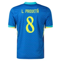 L.paqueta #8 Brasilien Fodboldtrøjer Copa America 2024 Udebanetrøje Mænd