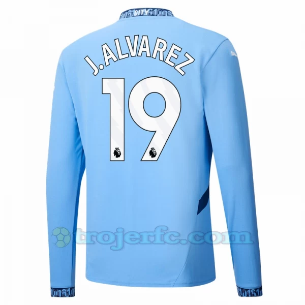 Manchester City J. Alvarez #19 Fodboldtrøjer 2024-25 Hjemmebanetrøje Mænd Lange Ærmer