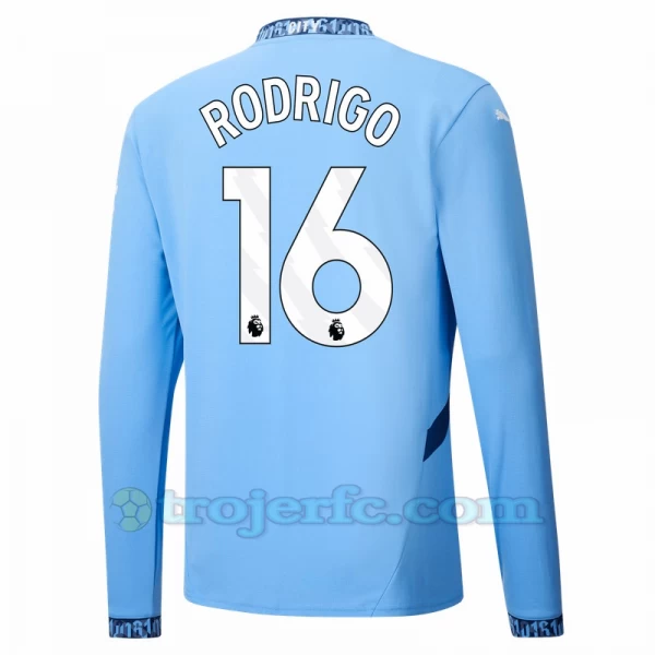 Manchester City Rodrigo #16 Fodboldtrøjer 2024-25 Hjemmebanetrøje Mænd Lange Ærmer