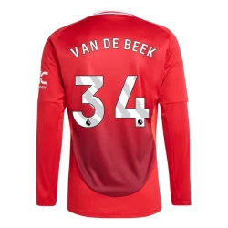 Manchester United Van De Beek #34 Fodboldtrøjer 2024-25 Hjemmebanetrøje Mænd Lange Ærmer