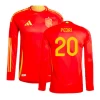 Pedri #20 Spanien Fodboldtrøjer EM 2024 Hjemmebanetrøje Mænd Lange Ærmer