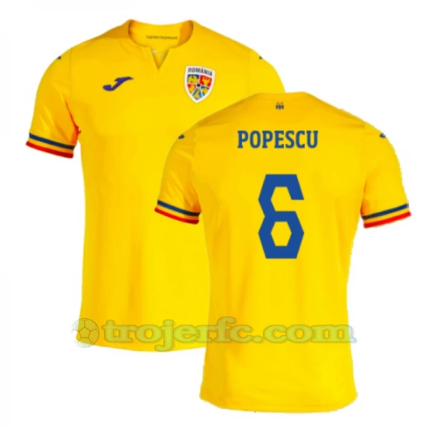 Popescu #6 Rumænien Fodboldtrøjer EM 2024 Hjemmebanetrøje Mænd