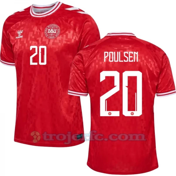 Poulsen #20 Danmark Fodboldtrøjer EM 2024 Hjemmebanetrøje Mænd
