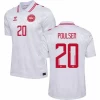 Poulsen #20 Danmark Fodboldtrøjer EM 2024 Udebanetrøje Mænd