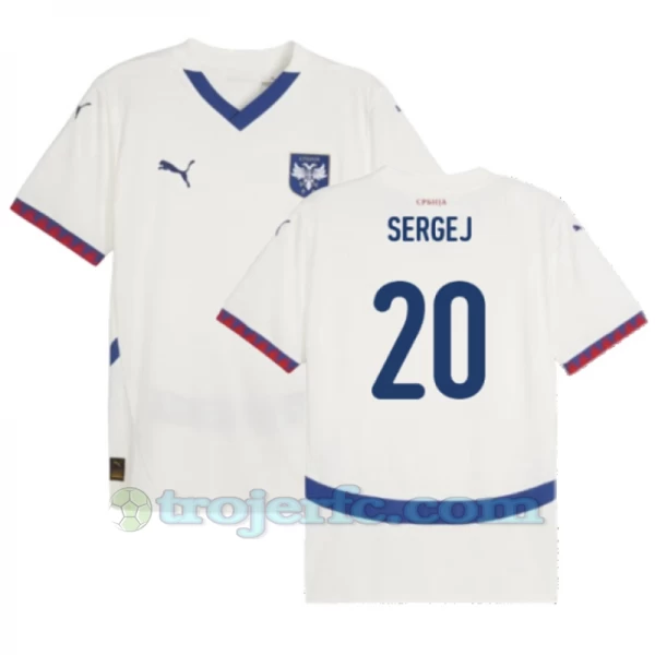 Sergej #20 Serbien Fodboldtrøjer EM 2024 Udebanetrøje Mænd
