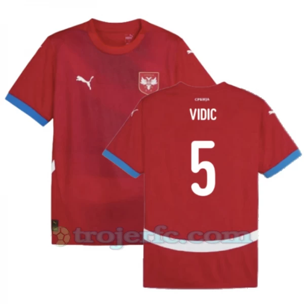 Vidic #5 Serbien Fodboldtrøjer EM 2024 Hjemmebanetrøje Mænd